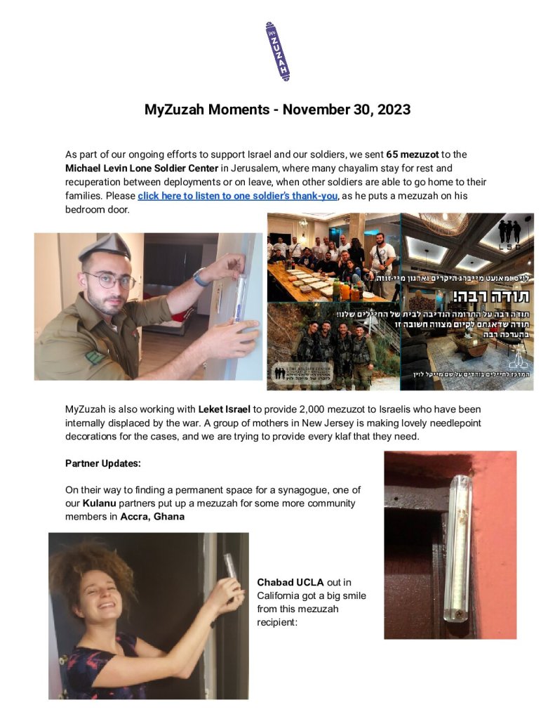 thumbnail of MyZuzah Moments – November 30, 2023